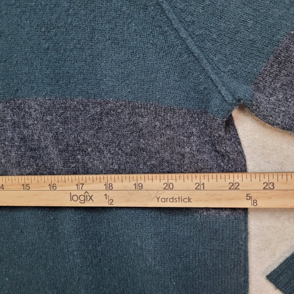J.Crew Lambswool‎ 1/4 Zip Sweater Striped Pullover Warm Casual Green L Comfort - Picture 4 of 9